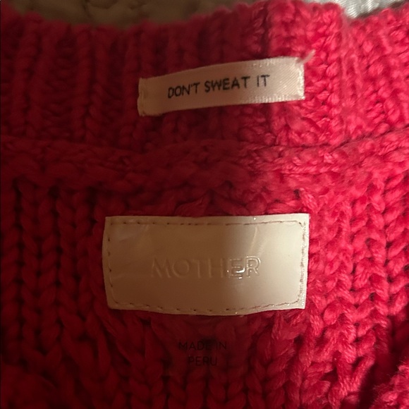 MOTHER Women's Magenta Cable Knit V-Neck Sweater - Picture 4 of 9